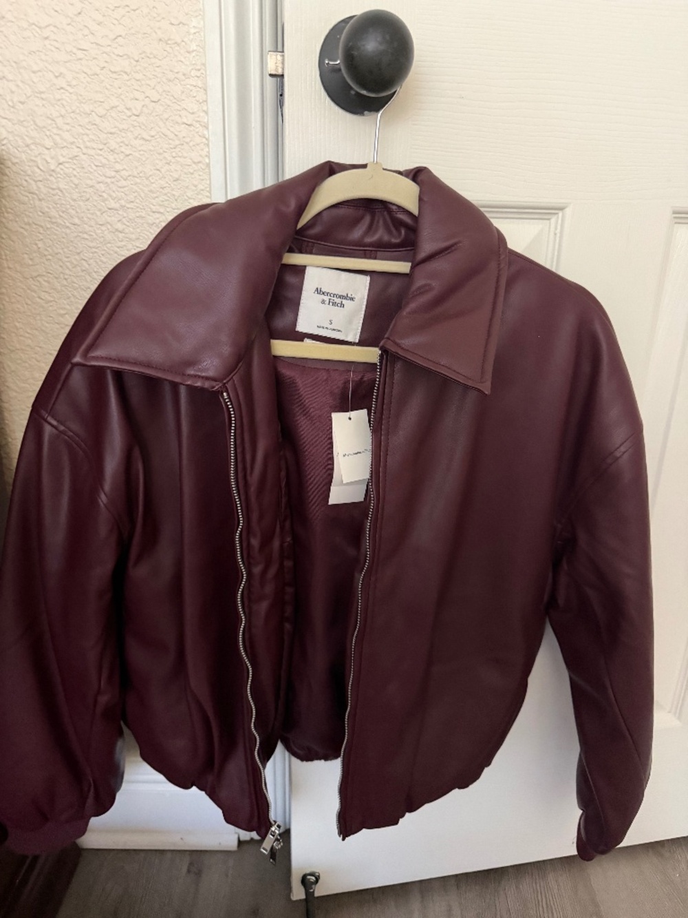 Vegan Leather Bubble Hem Coat